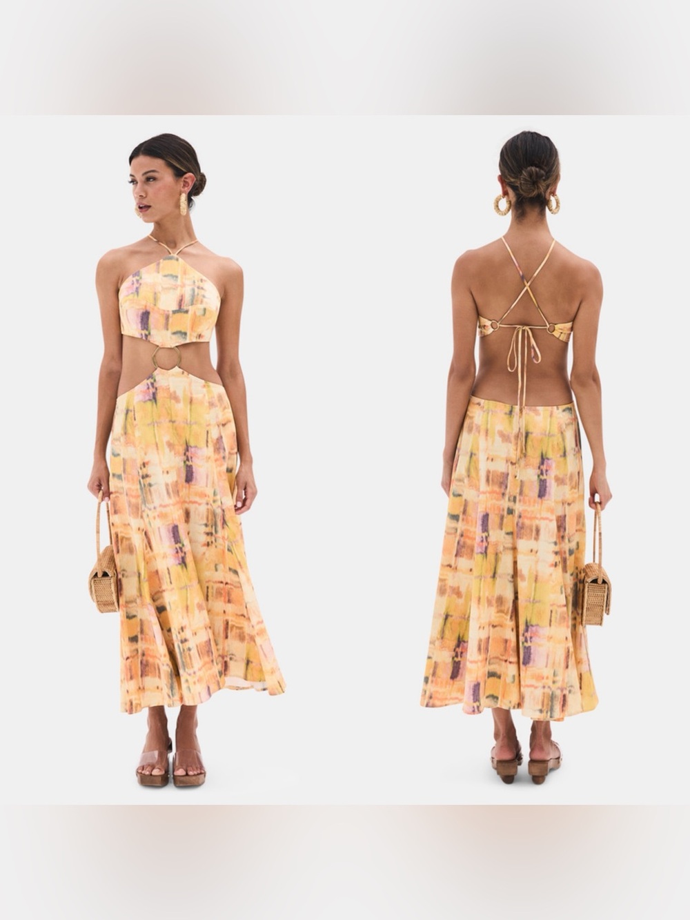 Cult Gaia Nadeesha Cutout Midi Dress Summer Haze Large NWT